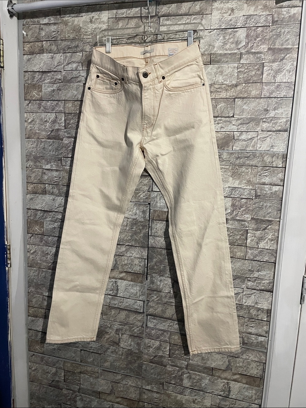 Velasca Men's Straight-Leg Jeans in Cream Candiani Denim made in Milan, Italy